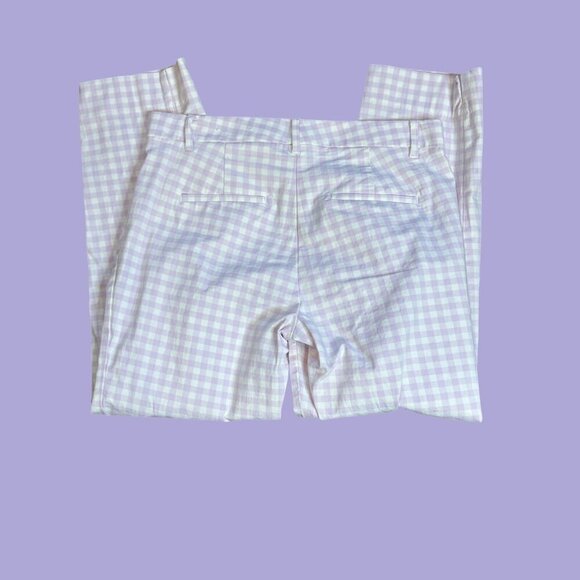 Ann Taylor Lavender and White Gingham Check Ankle Cropped Pants Size 2 - Picture 2 of 7